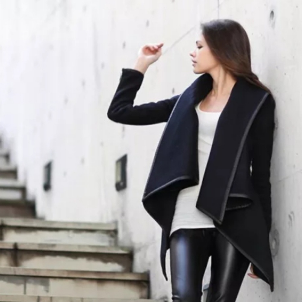 ❌SOLD Charcoal Gray Coat Jacket Faux Leather - Picture 5 of 8
